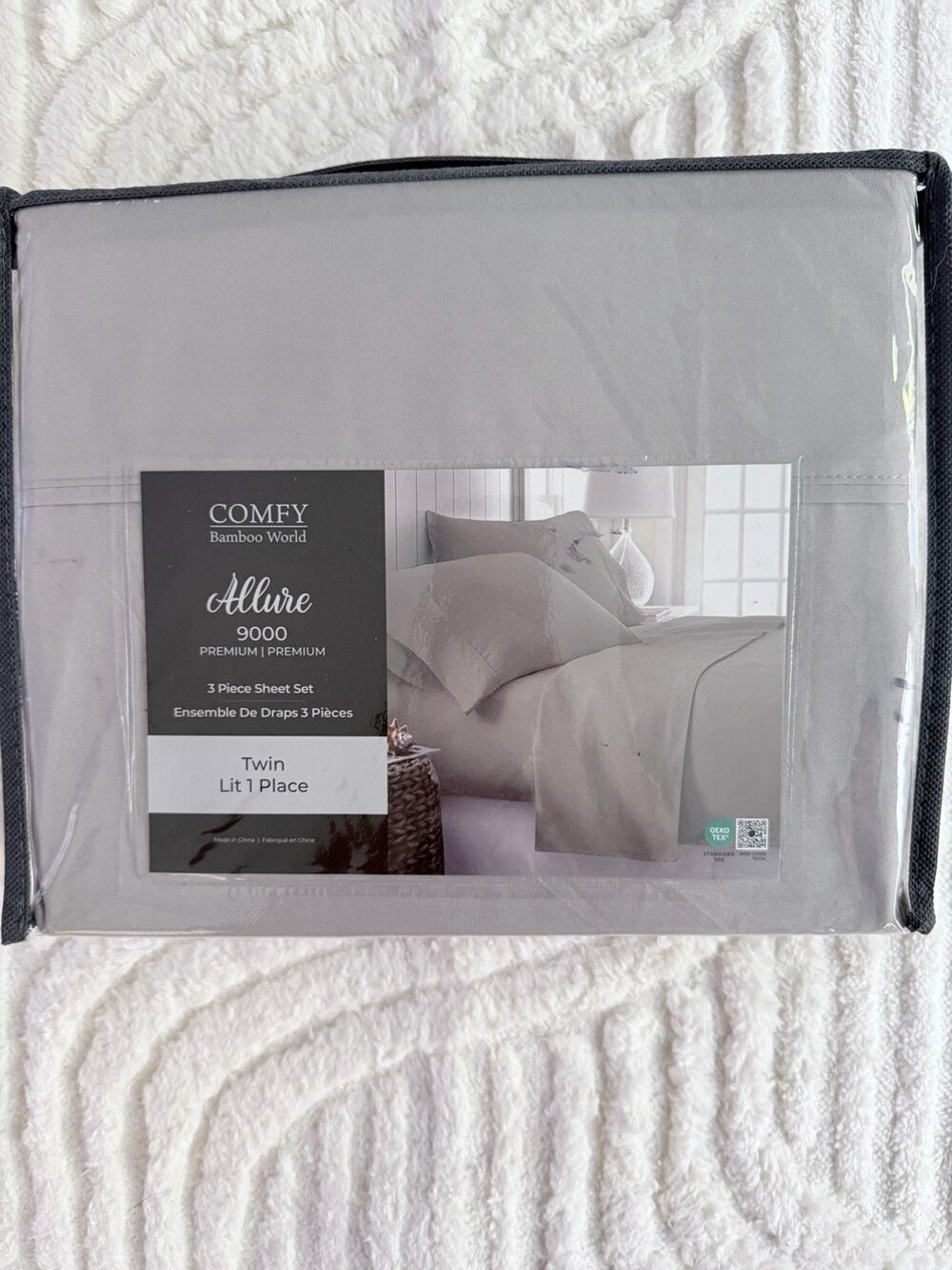 Comfy Bamboo World Premium 9000 Grey Sheets Twin Size Brand New